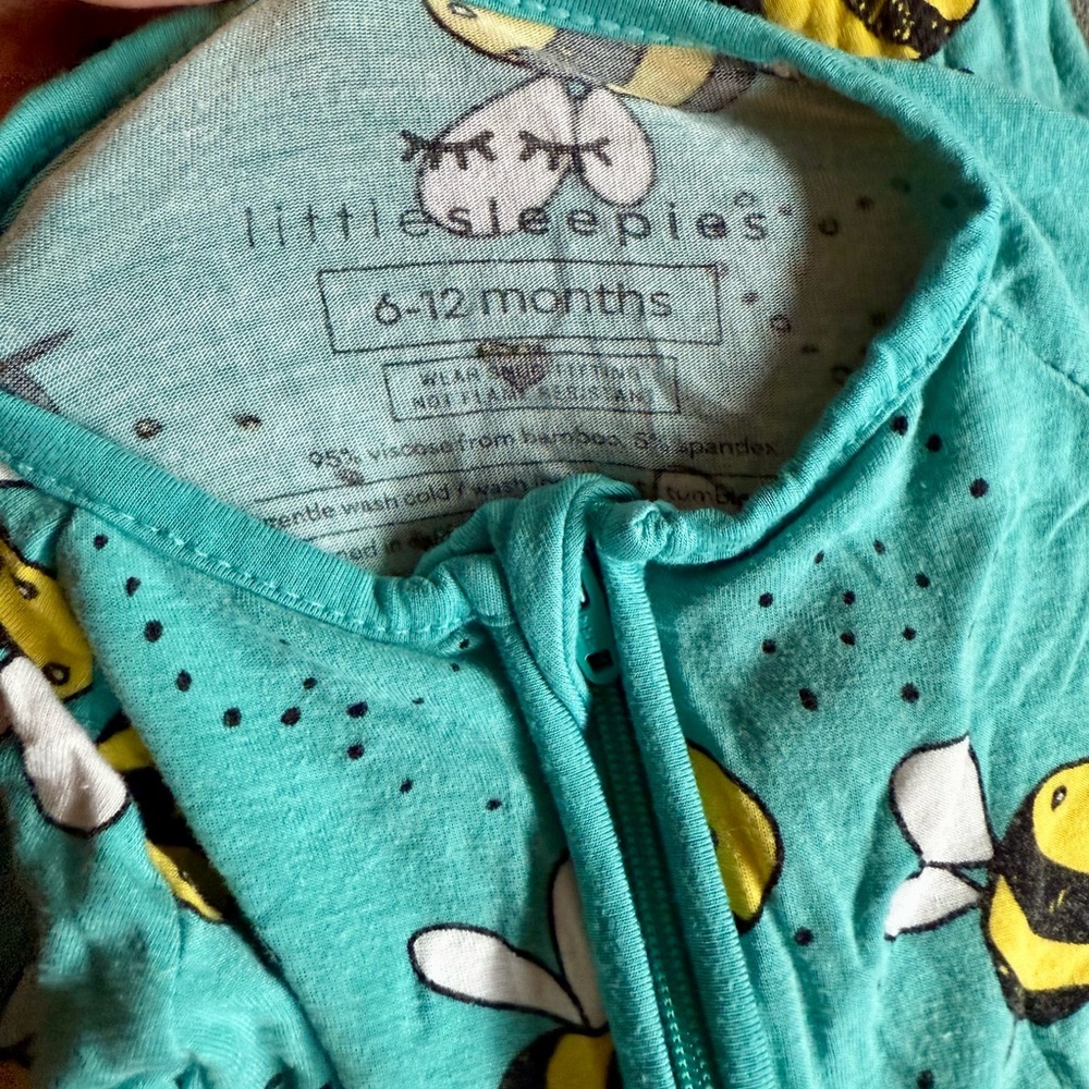 Little Sleepies Teal Bees Zippy - Picture 3 of 3